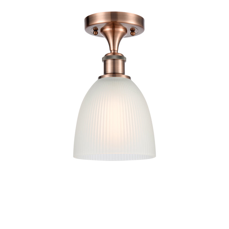 Plafonnier semi-encastré 1 lumière Madelina, Cuivre antique, Blanc, Ampoule non incluse