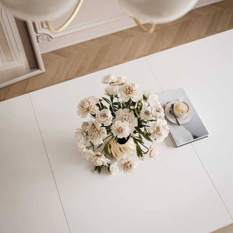 Extendable Metal Base Dining Table, White