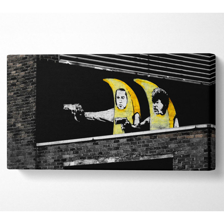 Banksy Women's Short Sleeve T- Pulp Fiction Banana, Black/White, M