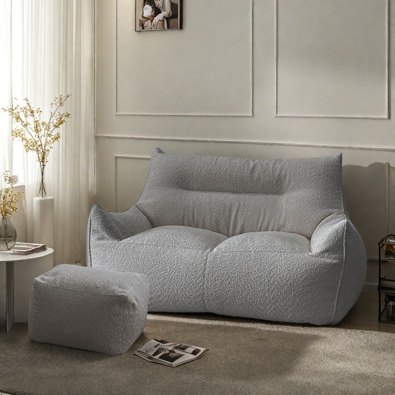 Canapé à billes simple et paresseux, 25.59" H x 55.11" W x 35.43" D, Gris