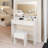 Descriptive & Feature-Rich: 31" Compact LED Makeup Vanity Set With Cushioned Stool – Extra Large Mirror With Touch Switch, 3 Color Modes, And Ample Storage For Small Spaces