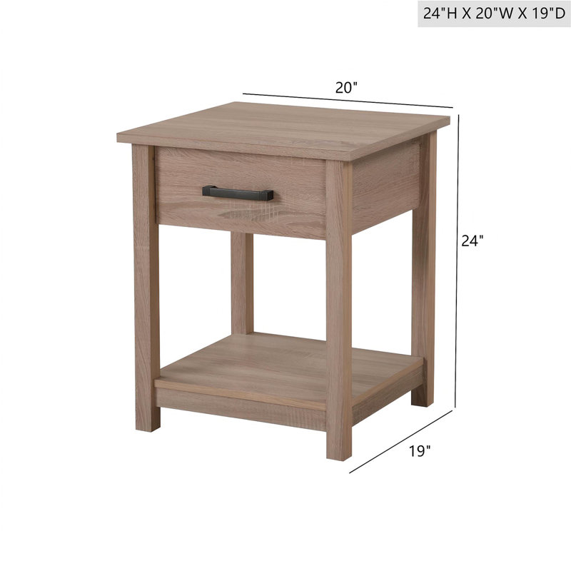Table de chevet élégante et contemporaine, Naturel
