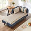 Chaise longue 65 po en velours bleu marine et gris avec rangement, structure, sièges confortables, méridienne cachée, installation facile, support scientifique, sous le coussin
