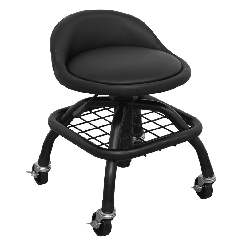 Backed Adjustable Height Industrial Stool