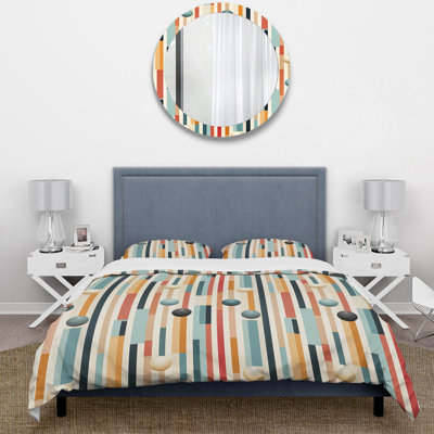 Ensemble de housse de couette à rayures pastel Midcentury Stripes
