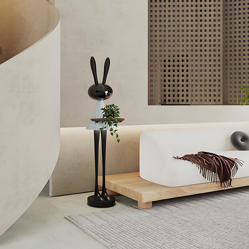 Lampe sur pied de luxe en lapin noir, lumière ambiante décorative pour le côté du canapé du salon