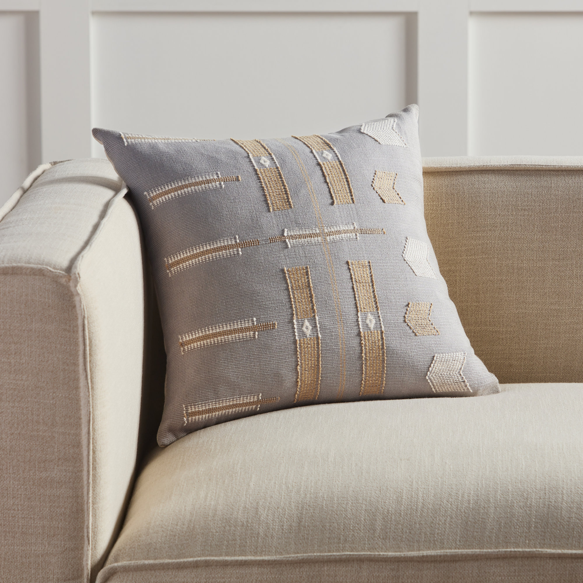 Erickson Embroidered Cotton Throw Pillow, Black, Down