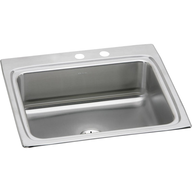 Lustertone 25" L x 22" W Drop-In Kitchen Sink with Basket Strainer and Drain Assembly