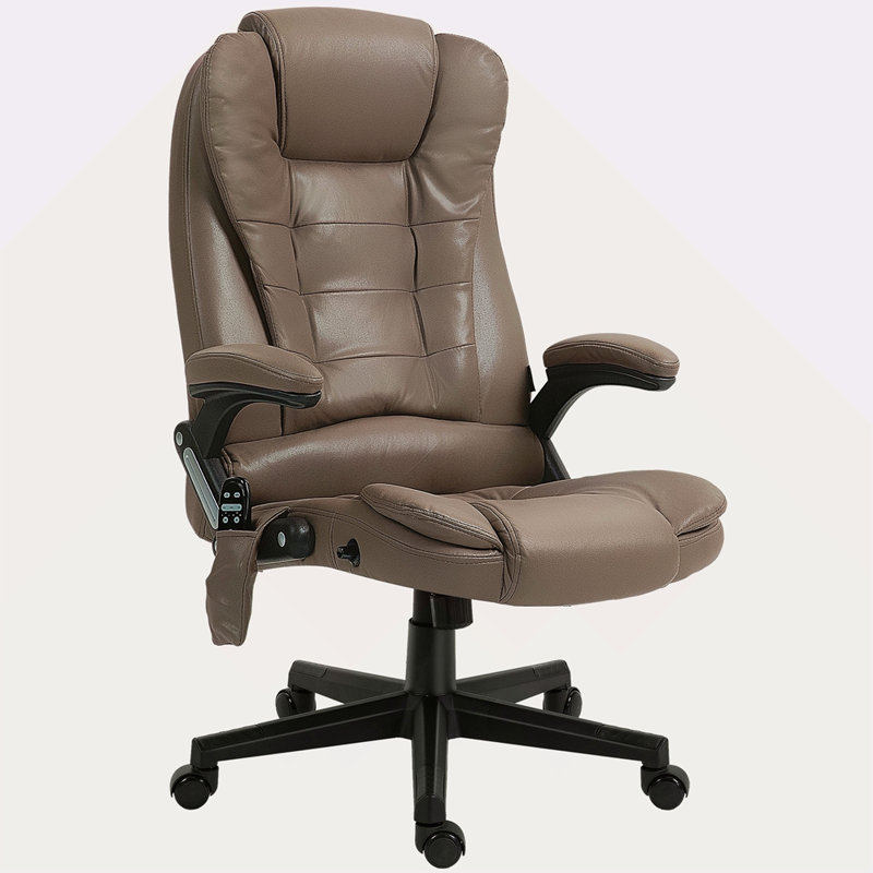 Fauteuil de bureau vibrant à 6 points avec massage chauffant, chaise de bureau de direction à haut dossier avec dossier inclinable, accoudoirs rembourrés et télécommande