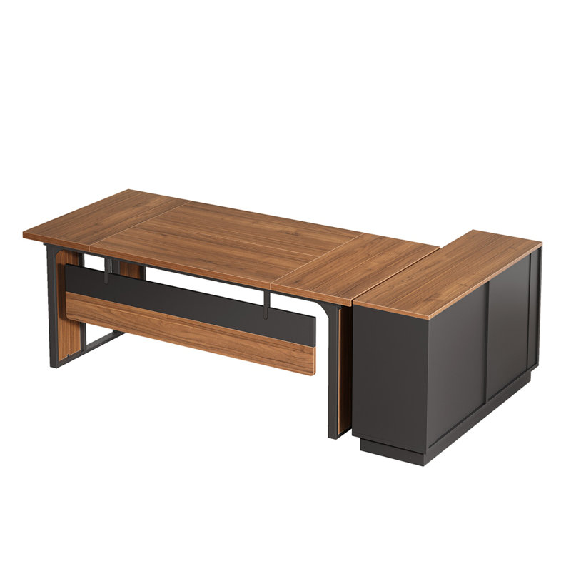 Bureau de direction en L de 63 po avec classeur de 47 po