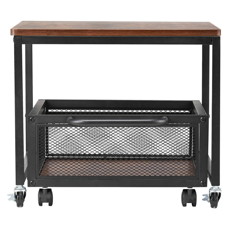 Mini-support de réfrigérateur avec chariot de rangement de 198 lb et roues pivotantes, Marron foncé