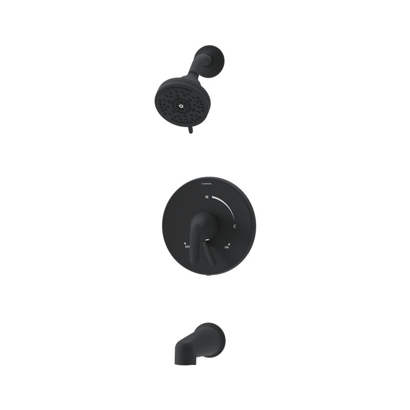 Elm Tub and Shower Trim Kit with Diverter Lever, Matte Black