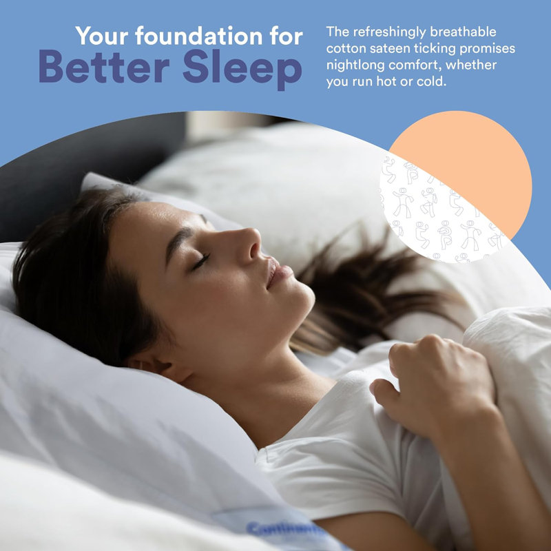 Continental Bedding Super Standard Pillow, 25% Down 75% Feather, 300TC Cotton Cover, 38oz Fill, 20x28 Inch