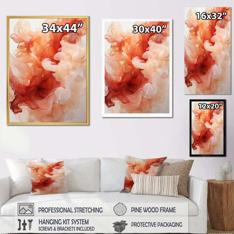 «Blood in the Water Ink Cloud», reproduction sur toile, Cadre naturel flottant, H 32 po x l 16 po