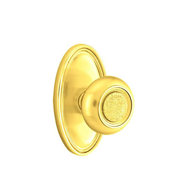 Ensemble de boutons de passage Emtek avec bouton ovale Roestte et Belmont, Laiton poli