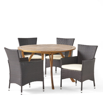 Sydenham 4 - Person Acacia Patio Dining Set with Round Table , Cushions Included