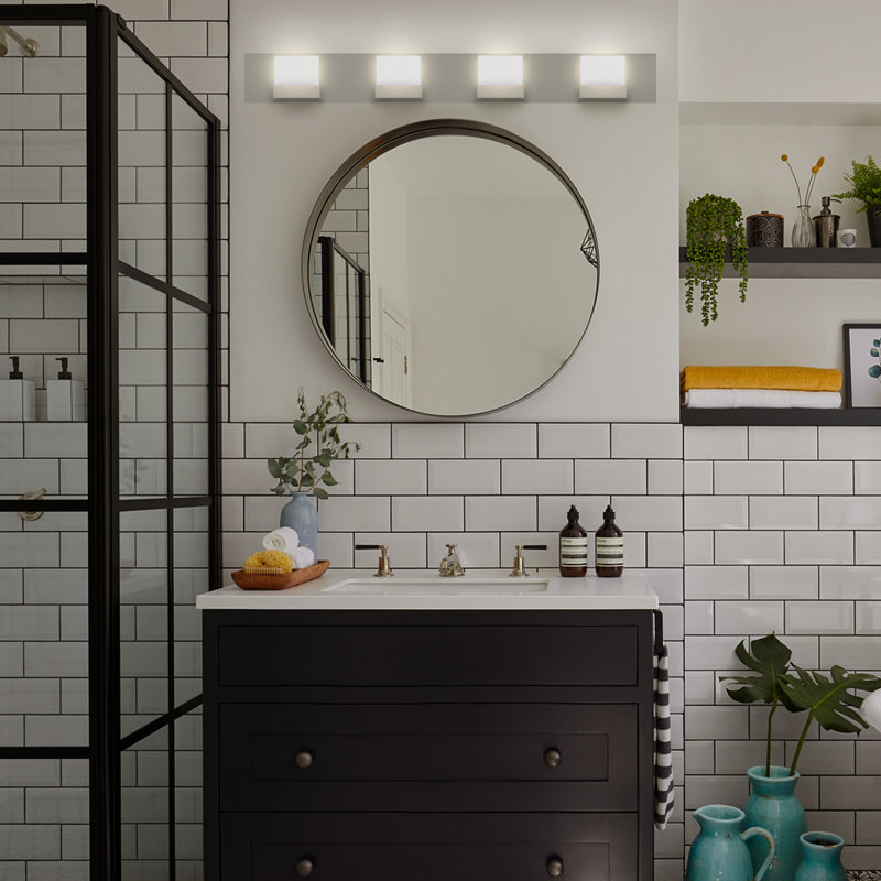 Éclairage pour salle de bain 4 lumières à DEL en nickel Artina, 3500K