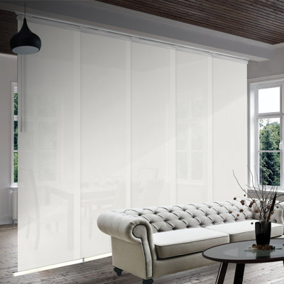 Pewter Mesh 5-Panel Single Rail Panel Track Extendable 58"-110"W, Panel width 23.5"