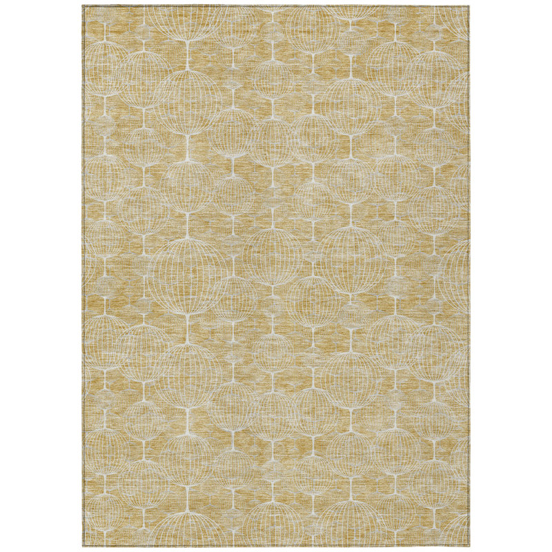 Tapis intérieur lavable géométrique ivoire et beige 5 pi x 8 pi
