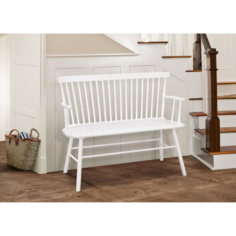 Chaise de style blanc en bois avec dossier et accoudoirs à broche, durable pour la maison