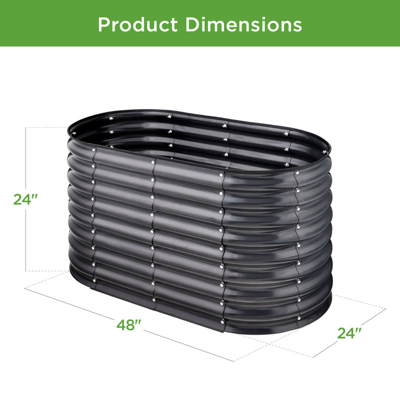 Riona 4 x 2 x 2 ft. Outdoor Raised Metal Oval Garden Bed, Planter Box for Vegetables, Flowers, Gray