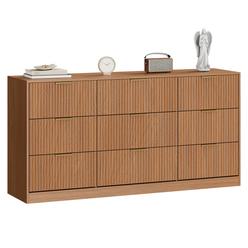 ebern designs fluted dresser reviews Ebern Designs Modern Fluted 6 Drawer Dresser,textured Wood Sticks Borders Curved Profile Design For Bedroom, Hallway Black