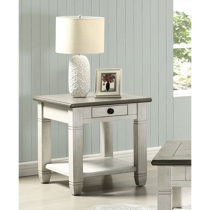 Table en bois avec tiroir et tablette en brun antique blanc rosé pour la décoration intérieure décontractée