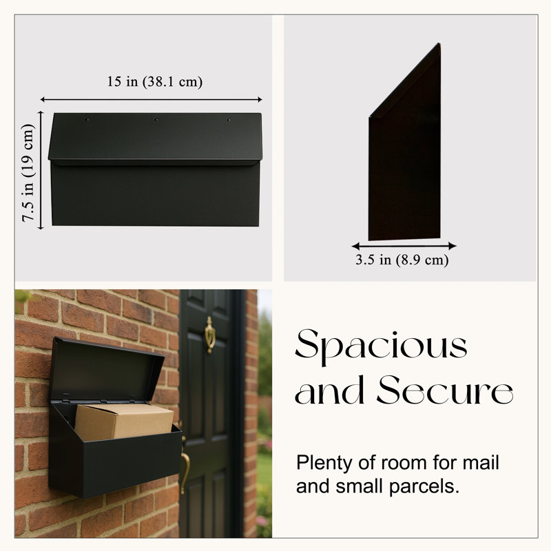Long Metal Mailbox, Black
