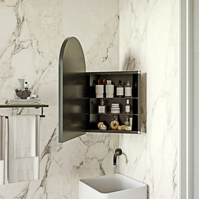 Corner Medicine Cabinet Bathroom Storage Organizer with Mirror