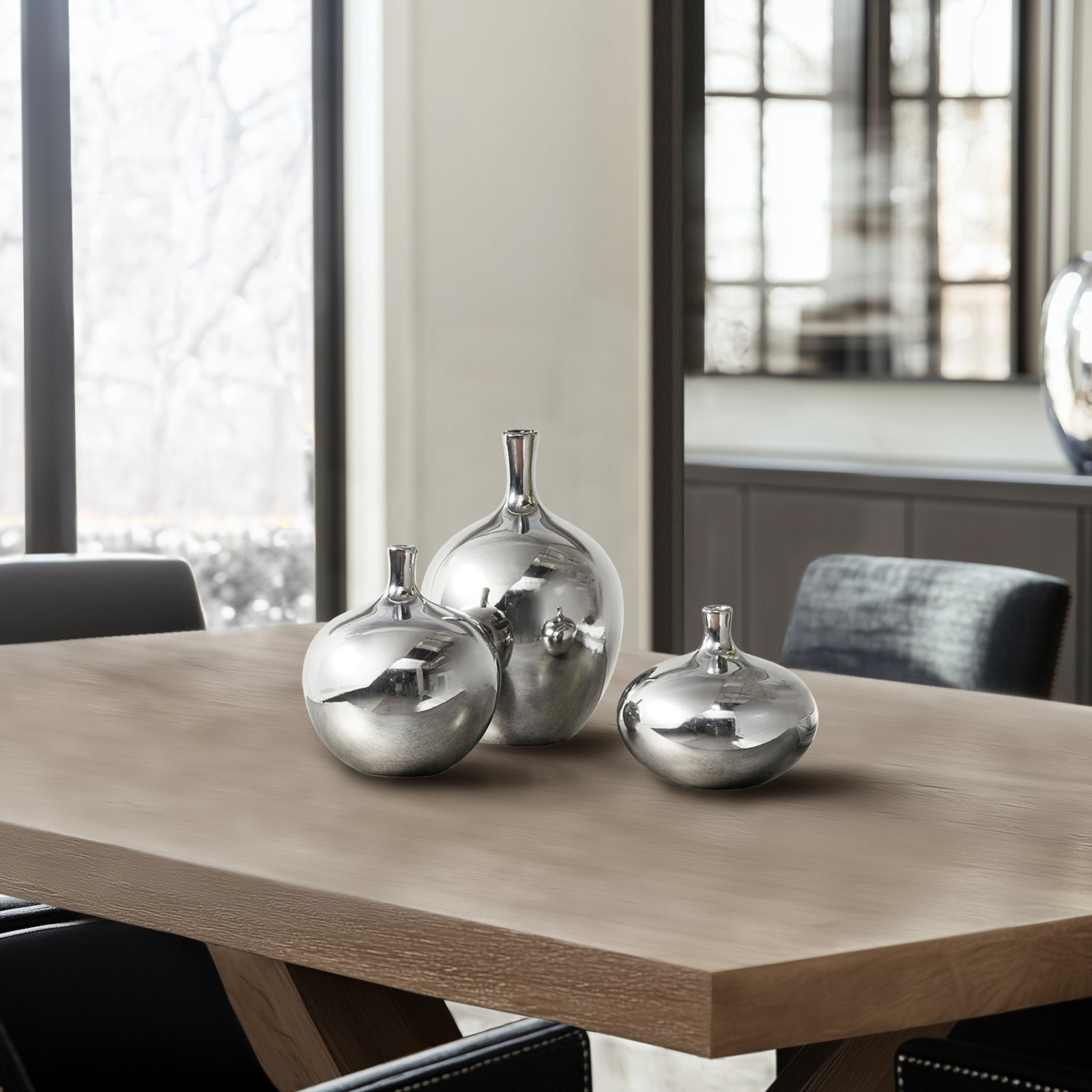 Ansen Ceramic Table Vase, Silver
