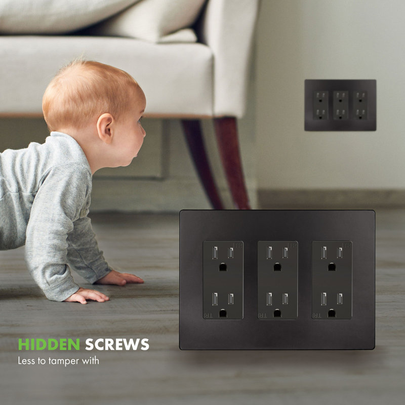 ENERLITES Screwless Decorator Wall Plate Child Safe Cover - Dark Brown (5-Pack), Dark Bronze