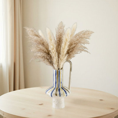 Hand-Painted Stoneware Vase With Handle
