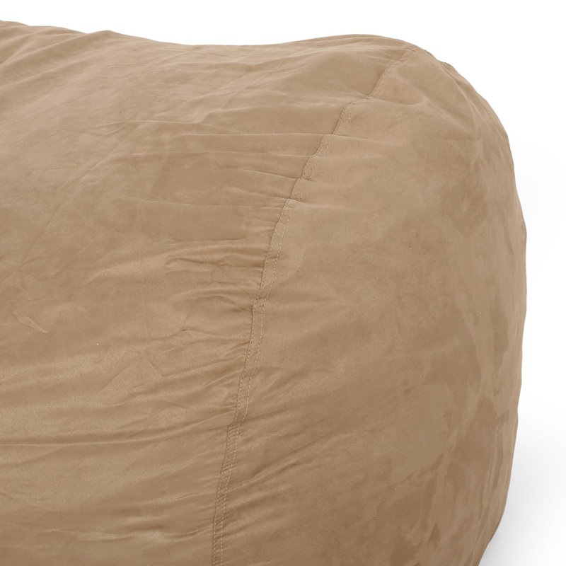 Pouf cylindrique en microfibre 6,5 pieds Potrero, Microfibre/microsuède beige, H 33 po x l 70 po x P 45 po