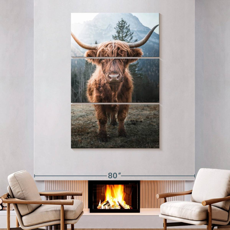 Brampt Dolomites Highland Cow, 74" H x 48" W