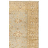 Oushak Floral Hand-Knotted Wool Light Blue/Gold Area Rug