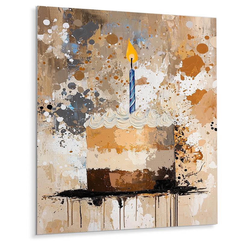«Modern Birthday Cake - Celebrate Motivation», impression murale en métal, 44" H x 34" W