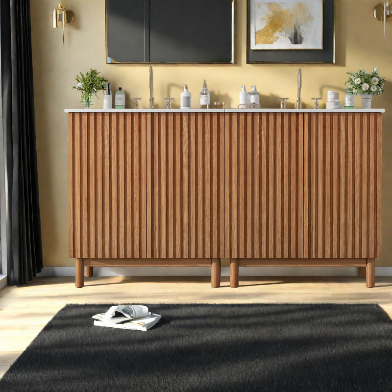 Meuble-lavabo et lavabo spacieux, maison de campagne moderne en bois aggloméré