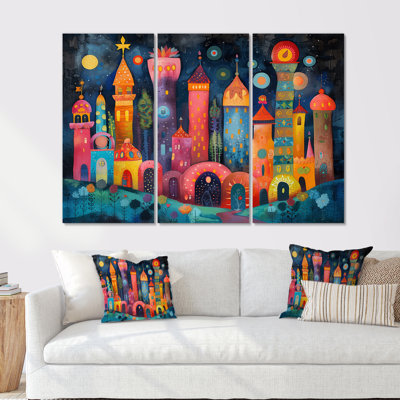 Colorul Vibrant Russia Moscow At Night III - Moscow Wall Art Living Room Set