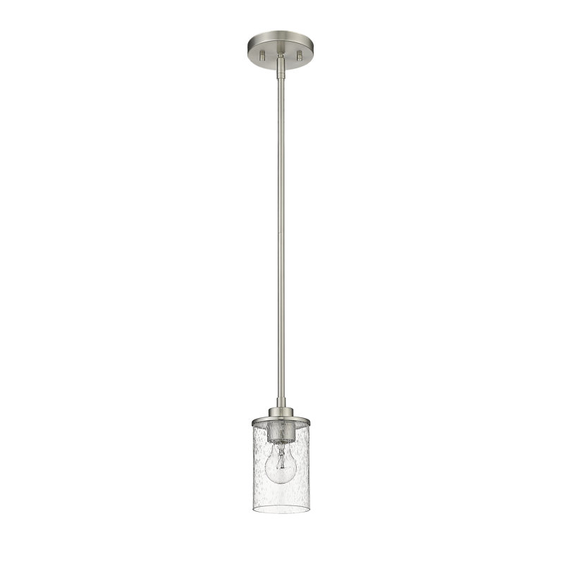 Luminaire suspendu cylindrique 1 lumière, Nickel brossé