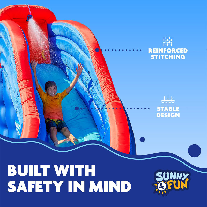 21.8' x 16.1' Bounce House with Water Slide and Air Blower