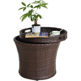 Aahim Round Polyethylene (PE) Wicker Outdoor Side Table