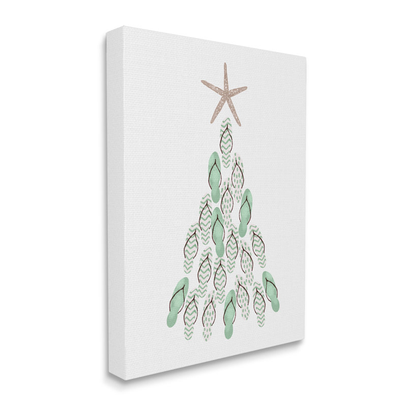 Aw-076-Canvas Flip Flop Beachy Christmas Tree On Canvas par Ziwei Li, impression, H 20 po x l 16 po x P 1,5 po