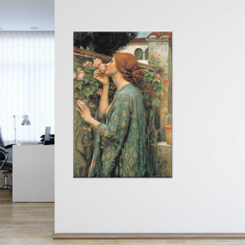 «Enchanted Lady», reproduction d'art sur toile pré-raphaélite par Waterhouse, 1P BlackFramedCanves