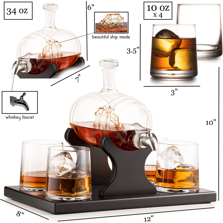 Bezrat Whiskey Glasses and Liquor Decanter Set