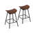 Swivel Barstools Set of 2 Faux Leather Upholstered Backless Bar Height Chairs Brown-958734385-958734384