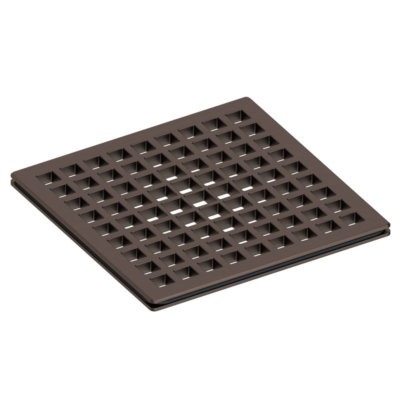 4" Square Shower Drain, English Bronze