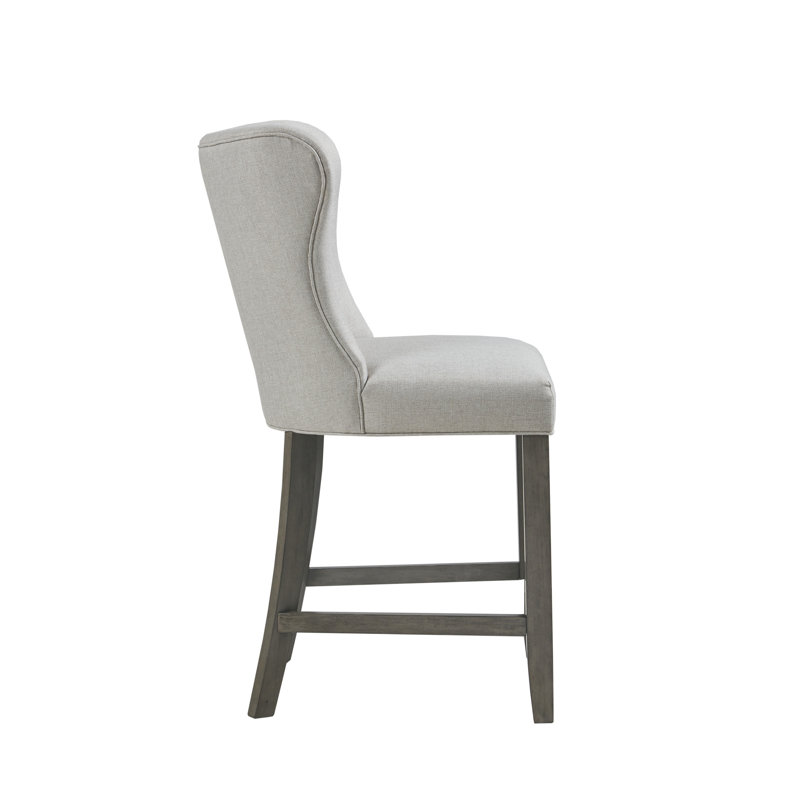 Helena Wing-Back 25.5'' Gray Upholstered Counter Stool