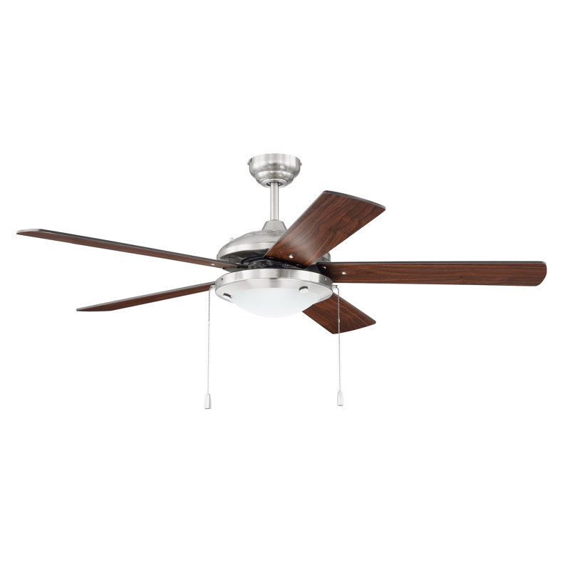 Nikia 52'' Ceiling Fan with LED Lights, Brushed Polished/Silver/Walnut