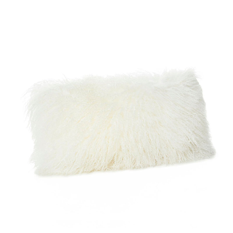 Tibetan Lamb Sheepskin Pillow by Outpost Original, 18" x 10", White