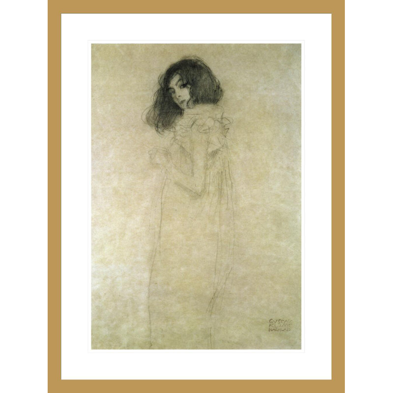 Portrait d'une jeune femme par Gustav Klimt, impression giclée encadrée, H 29,5 po x l 22,28 po